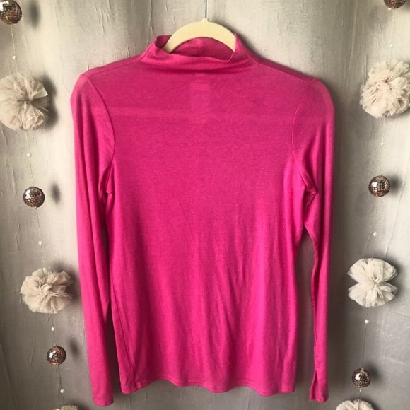 Nine West Hot Pink Semi Sheer Mock Turtleneck - Picture 1 of 4